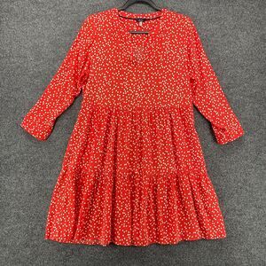Joules Dress Womens 6 Red Polka Dots Tiered Boho Cottagecore Peasant Western